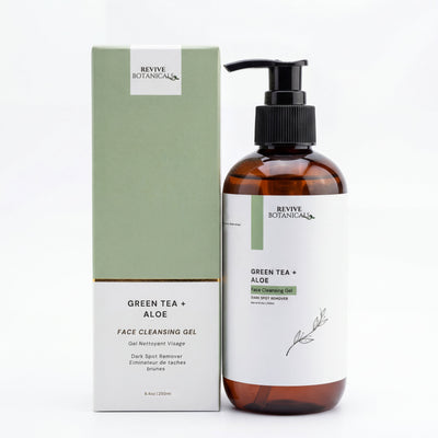 Green Tea + Aloe Face Cleanser bottle with natural ingredients for acne-prone and sensitive skin