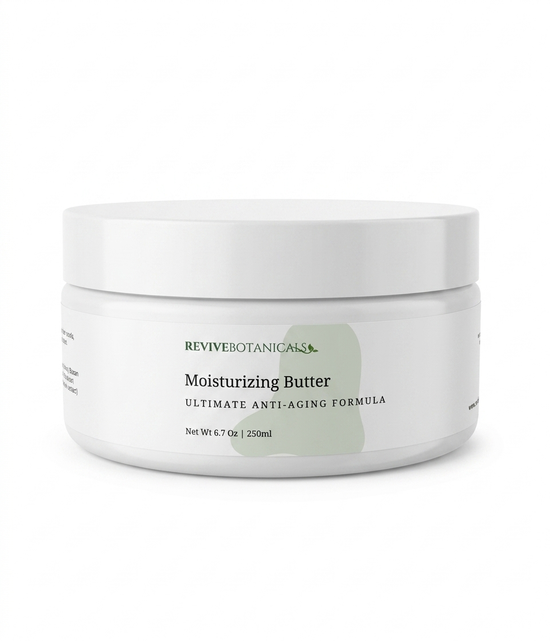Jar of moisturizing body butter for hydration and skin glow