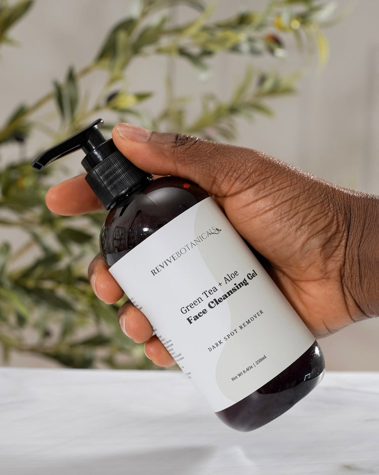 Green Tea + Aloe Face Cleanser in a pump bottle for acne and sensitive skin.