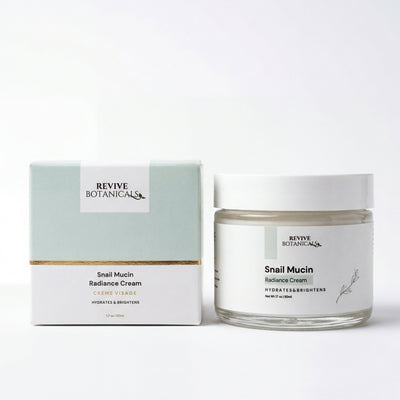 Jar of Snail Mucin Radiance Cream with hydrating and brightening skincare benefits